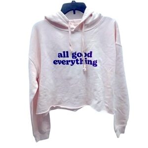 Fanjoy crop peach “all good everything” hoodie size large (Preowned)